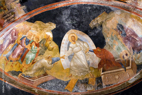 Anastasis fresco in the Church of the Holy Saviour in Chora in Istanbul,Turkey. photo