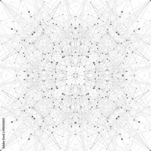 Technology grey background molecule and communication . Connected lines  with dots .Vector illustration