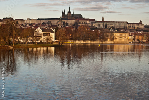 panorama of Prague castle with Hradcany and Vltava river