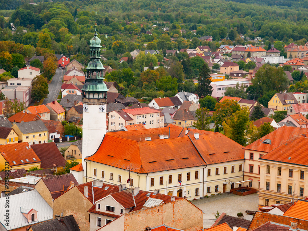 Obraz premium Aerial view of Chodsky Castle in Domazlice
