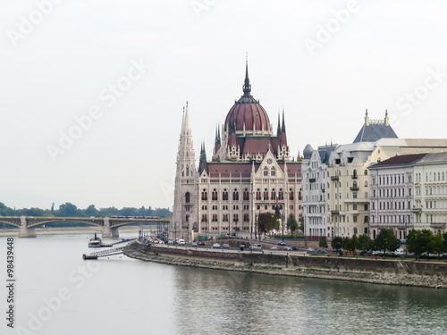 Hungarian Parliament Building in a rainy day, Budapest, Hungary