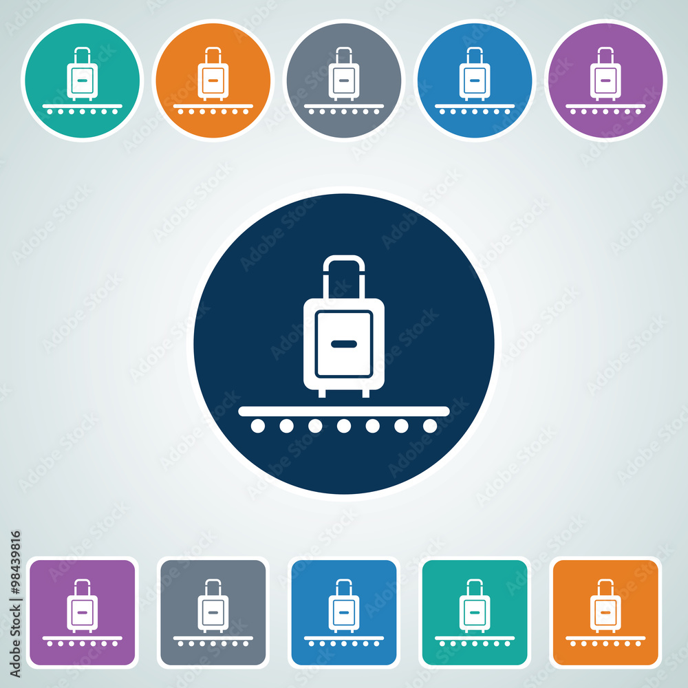 Icon of Suitcase in Multi Color Circle & Square Shape. Eps-10. Icon of Suitcase in Multi Color Circle & Square Shape. Eps-10.