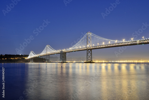 USA, California, San Francisco, Oakland Bay Bridge and Yerba Buena Island at night photo