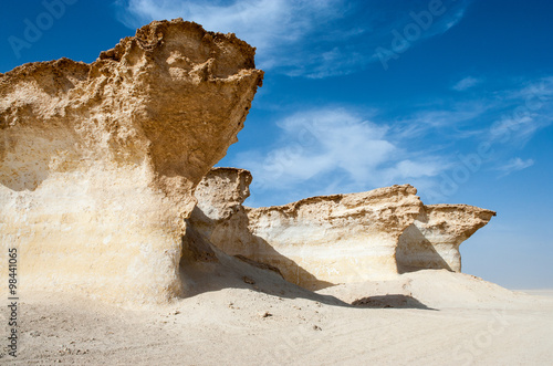 Qatar, Ras Abrouq, the large desertic area with the picturesqe limestone