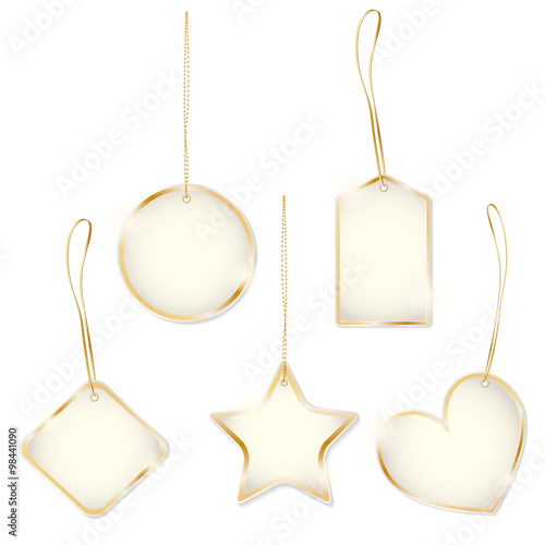 Set of golden shiny price tags