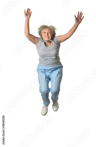 Senior woman jumping