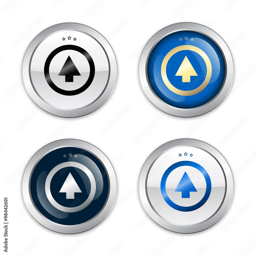 Upload seals or icons with arrow symbol. Glossy silver seals or buttons. Upload seals or icons with arrow symbol. Glossy silver seals or buttons.