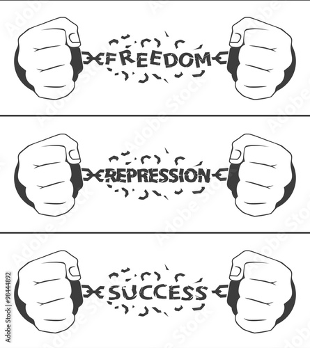 hands the breaking-off chains the concept of freedom of independ