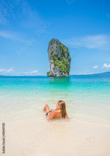Beautiful woman on the beach. Phi phi island. © Netfalls