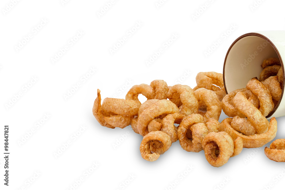 Fototapeta premium Homemade Pork Rinds, Fried pork skin, Pork crackling Thailand.