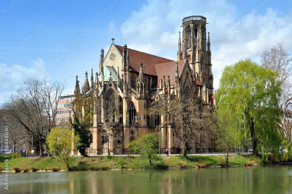  Gothic Johannes church in Stuttgart, Germany.