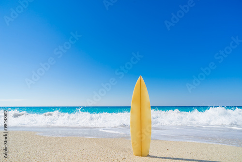 Surf board in the sand