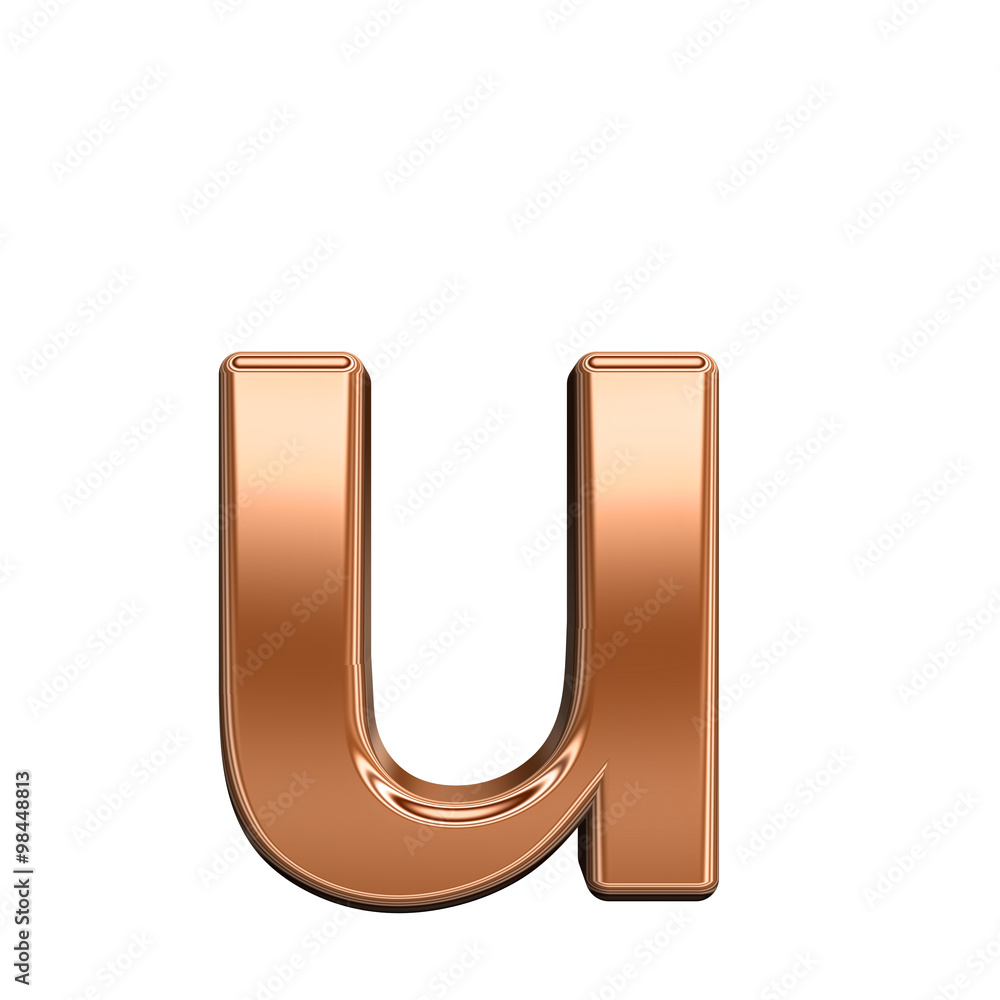 One lower case letter from shiny copper alphabet set, isolated on white. Computer generated 3D photo rendering. One lower case letter from shiny copper alphabet set, isolated on white. Computer generated 3D photo rendering.