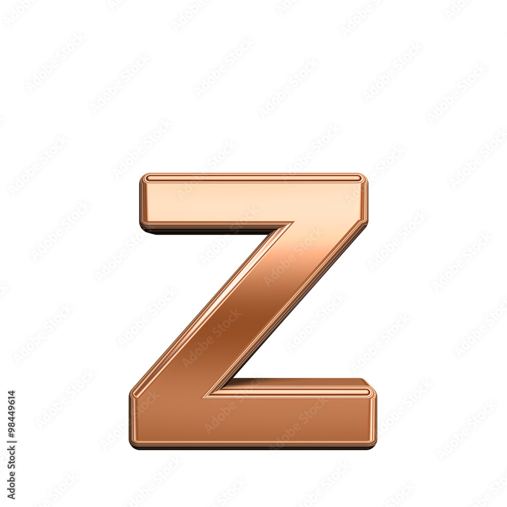 One lower case letter from shiny copper alphabet set, isolated on white. Computer generated 3D photo rendering. One lower case letter from shiny copper alphabet set, isolated on white. Computer generated 3D photo rendering.