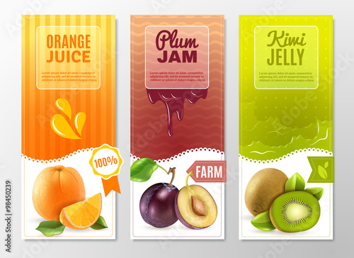 Fruits 3 Ad  Vertical banners set