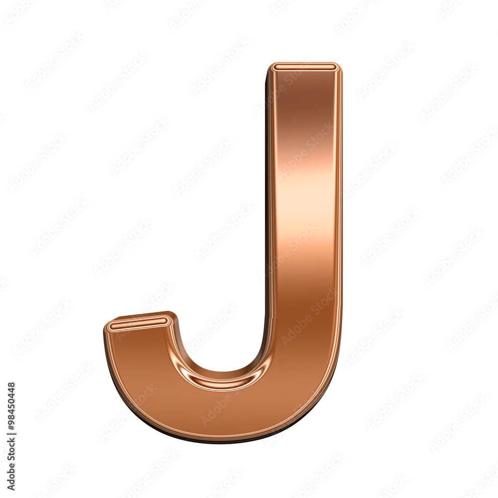 One letter from shiny copper alphabet set, isolated on white. Computer generated 3D photo rendering. One letter from shiny copper alphabet set, isolated on white. Computer generated 3D photo rendering.