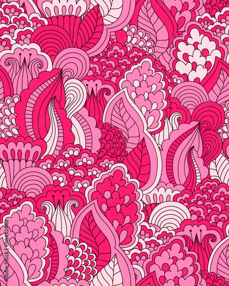 Hand drawn seamless pattern with floral elements. Hand drawn seamless pattern with floral elements.