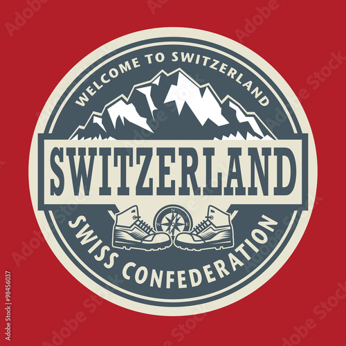 Abstract stamp or emblem with the text Switzerland