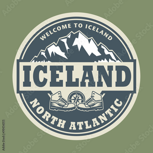 Abstract stamp with the text Iceland, North Atlantic