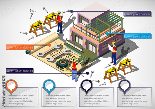 illustration of info graphic house structure concept in isometric graphic