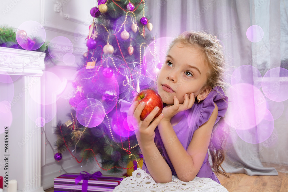 Little girl in Xmas - Stock Image Little girl in Xmas - Stock Image