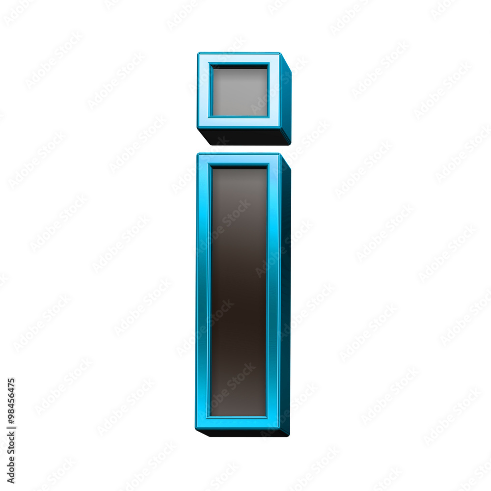 One lower case letter from black with blue shiny frame alphabet set, isolated on white. Computer generated 3D photo rendering. One lower case letter from black with blue shiny frame alphabet set, isolated on white. Computer generated 3D photo rendering.