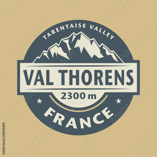 Abstract stamp with the name of town Val Thorens in France photo