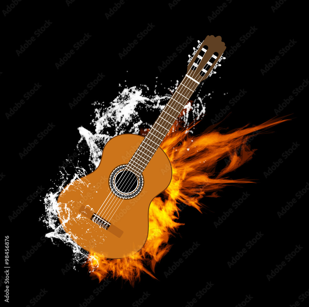 Vector Acoustic Guitar on Fire and Water