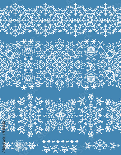 Snowflakes seamless border.Winter pattern lace