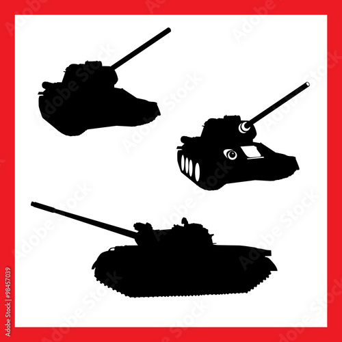 tanks silhouettes isolated on white background vector