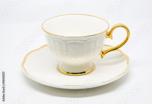 Photography Antique porcelain tea cup on white background