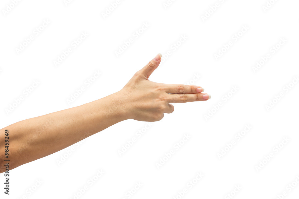 female hand on the isolated on white background female hand on the isolated on white background