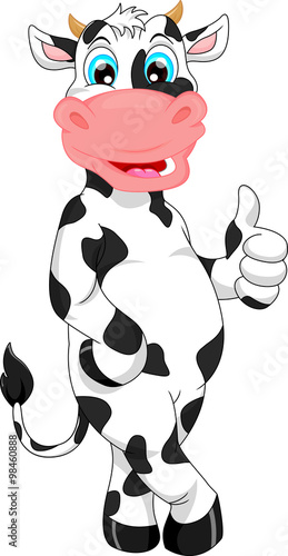 cute cow cartoon  thumb up