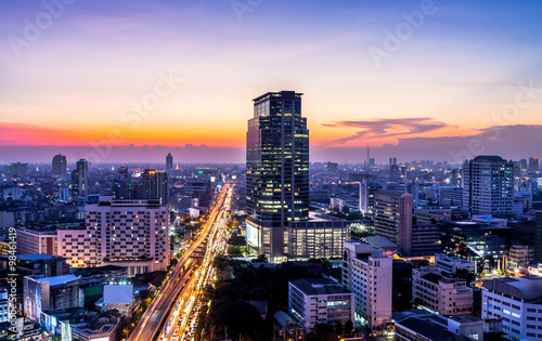 Bangkok cityscape at twilight, Thailand