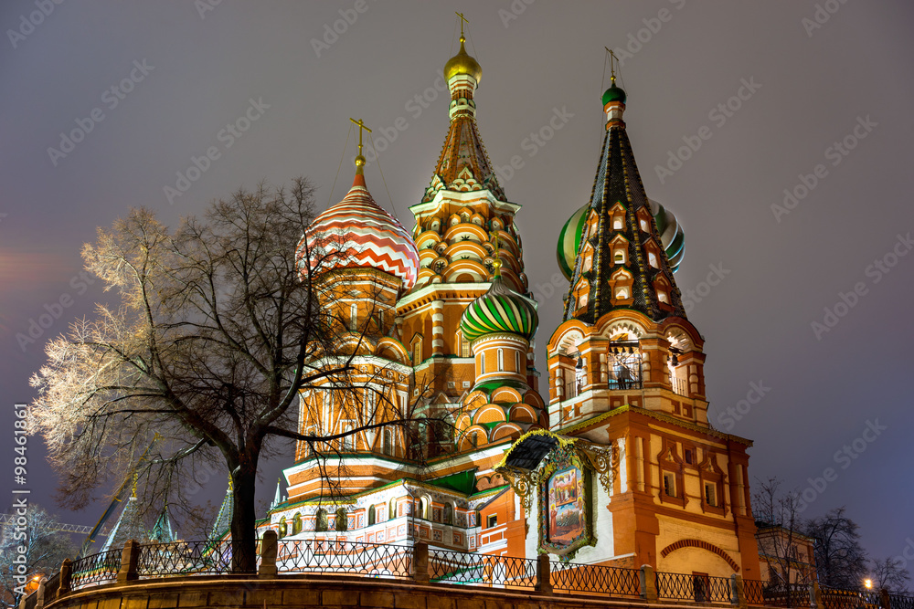 St. Basil's Cathedral, night, Moscow, Russia St. Basil's Cathedral, night, Moscow, Russia
