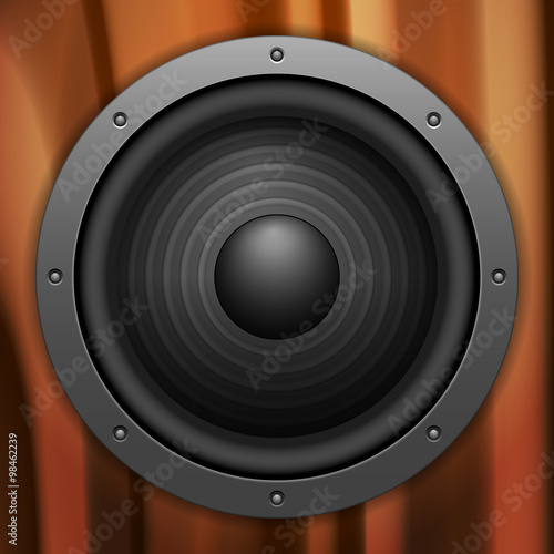 sound speaker wooden background