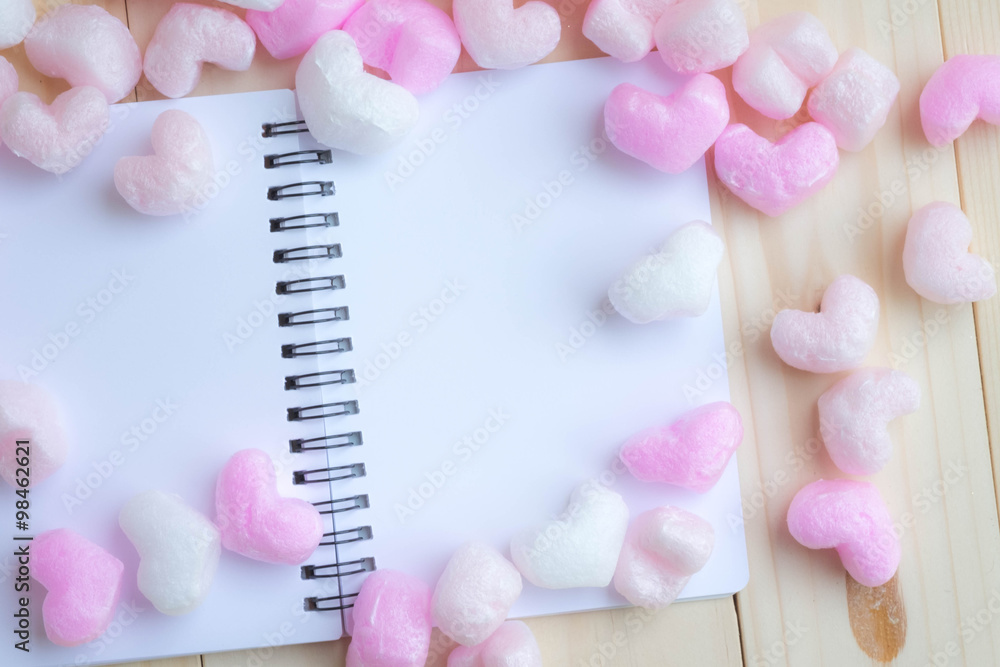 Pink heart surrounded notebook Pink heart surrounded notebook