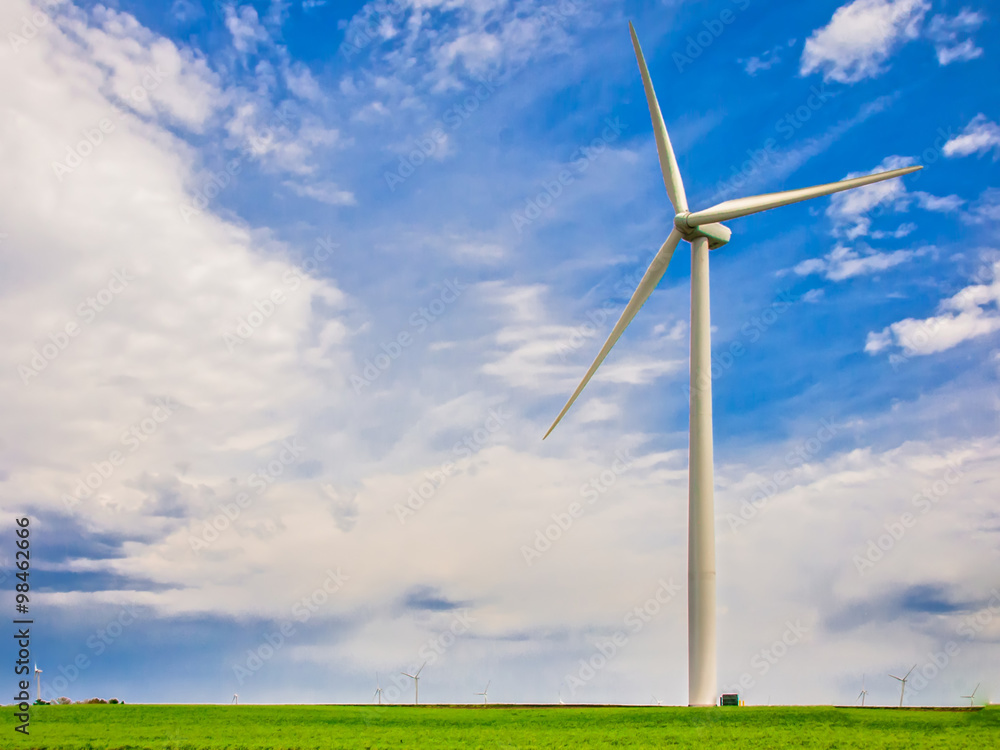 Fototapeta premium Wind Turbine. Ecology. Wind generators generating green energy.