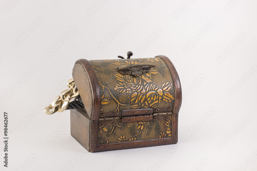 Chest full of gold, isolated. White background Chest full of gold, isolated. White background