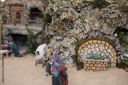 Nativity scene with clay figures