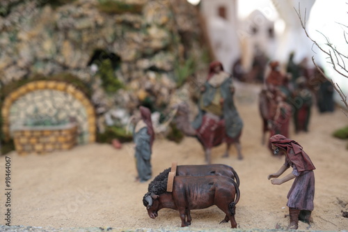 Nativity scene with clay figures