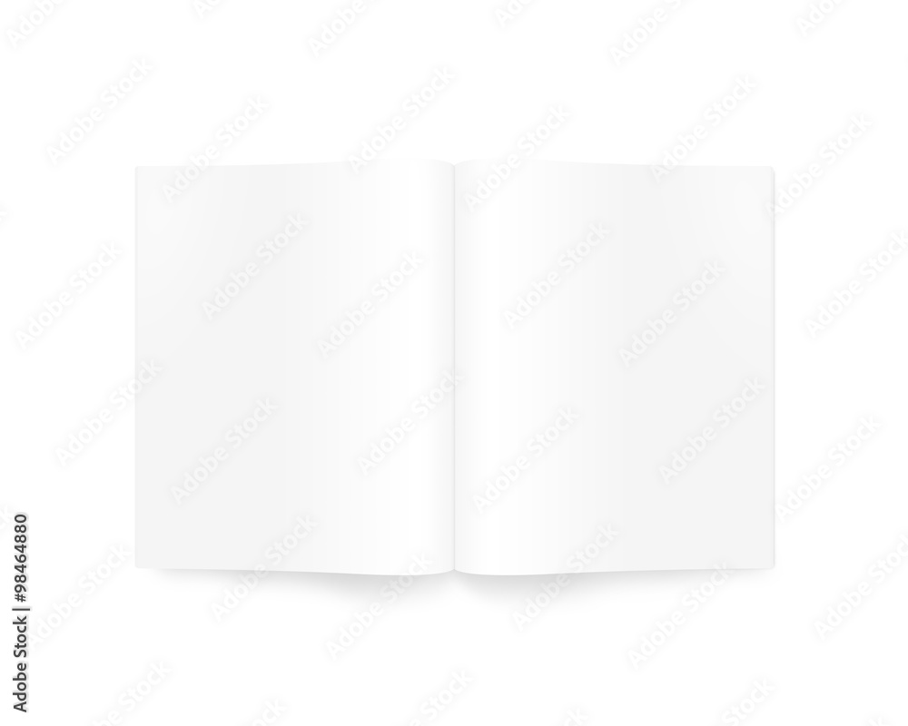 Open blank magazine mock up isolated on white. White journal mockup on table presentation. Catalog guide template layout. Redactor text makeup. Magazine opened in middle. Empty notebook booklet design Open blank magazine mock up isolated on white. White journal mockup on table presentation. Catalog guide template layout. Redactor text makeup. Magazine opened in middle. Empty notebook booklet design