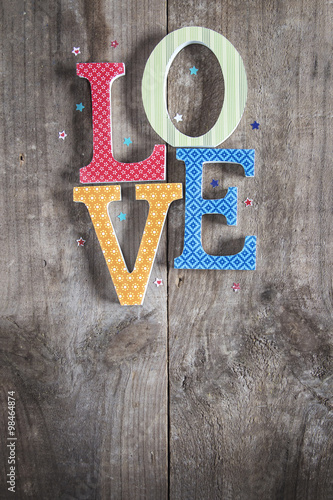 Love vintage letters in rustic wooden