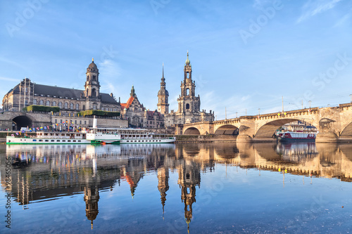 Dresden skyline and Augustus bridge