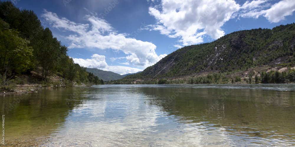 Shore of the river in Trail BC, Canada