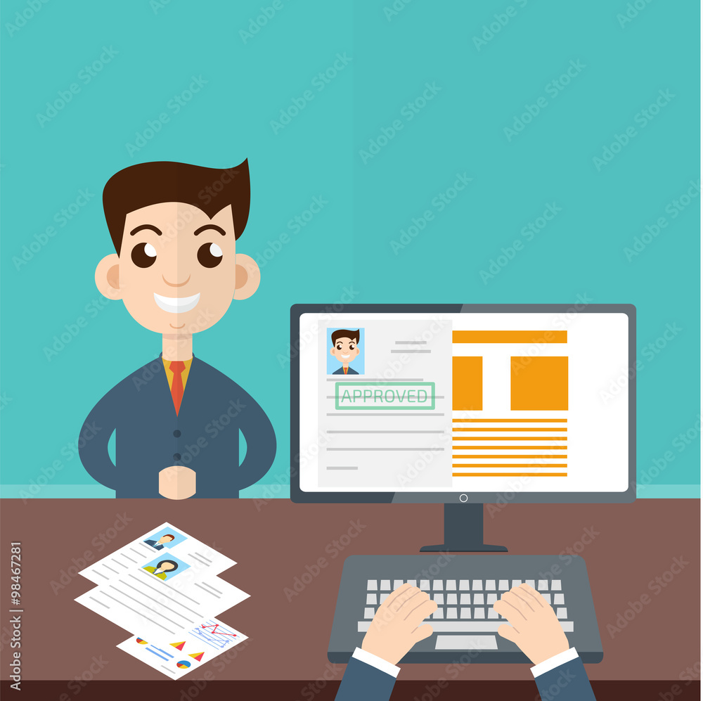 Interview a businessman vector. Employment, recruitment concept Interview a businessman vector. Employment, recruitment concept