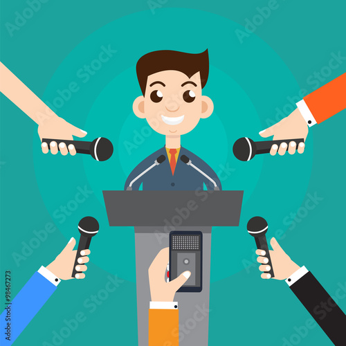 Interview a businessman or politician answering questions vector