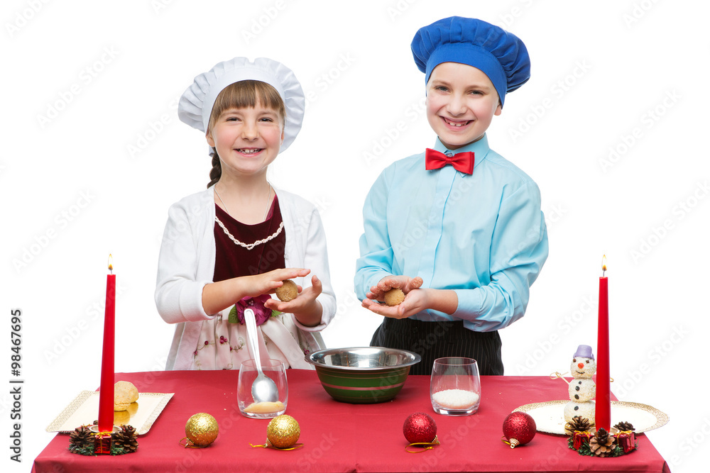Children cooking christmas dessert Children cooking christmas dessert