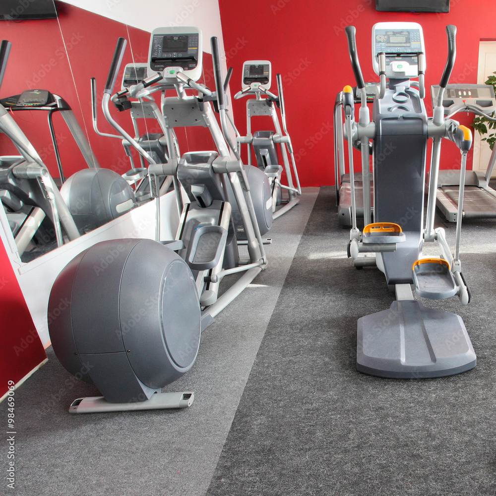 Naklejka premium gym apparatus in a gym hall