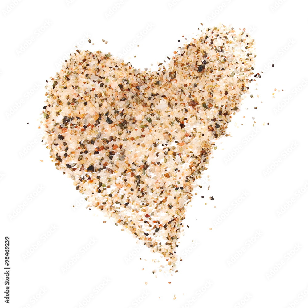 heart sand isolated on white background heart sand isolated on white background